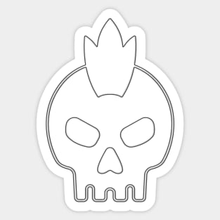 Queen skull, in white, with a crown on a black background. Sticker